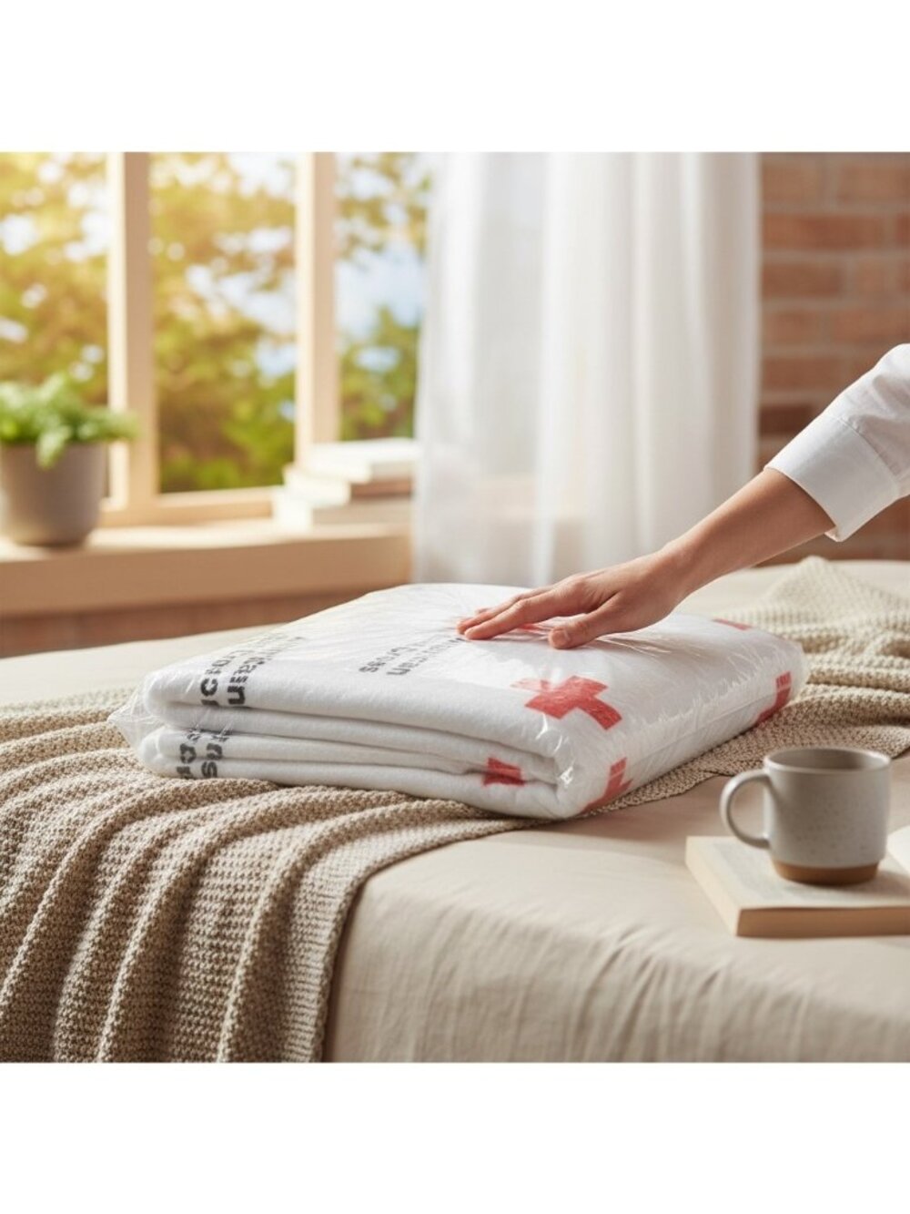 Vintage Official American Red Cross Emergency Blanket Red White